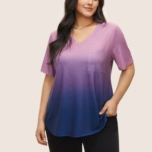 BloomChic Plus Size 2XL  Contrast Patched Pocket T-shirt us18-20